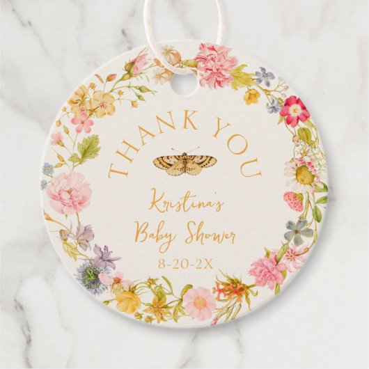 Lovebug Vintage Wildblume Kinderdusche Geschenkanhänger (Vorderseite)