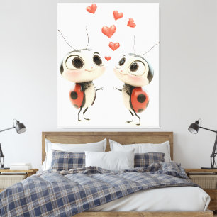 Lovebugs in der Luft - Niedliche Ladybug Luftseilw Leinwanddruck