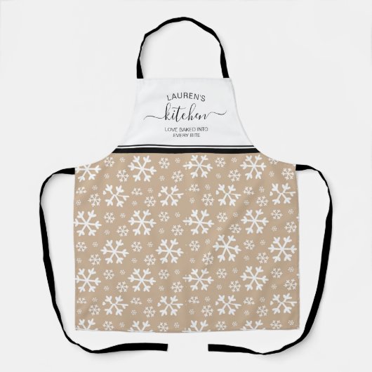 Loved Baked in Snowflake Holiday Schürze (Vorderseite)