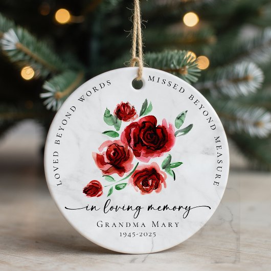 Loved Beyond Words Roses in Loving Memory Keramik Ornament