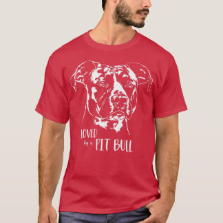Loved by a Pit Bull dog mom dog saying T-Shirt