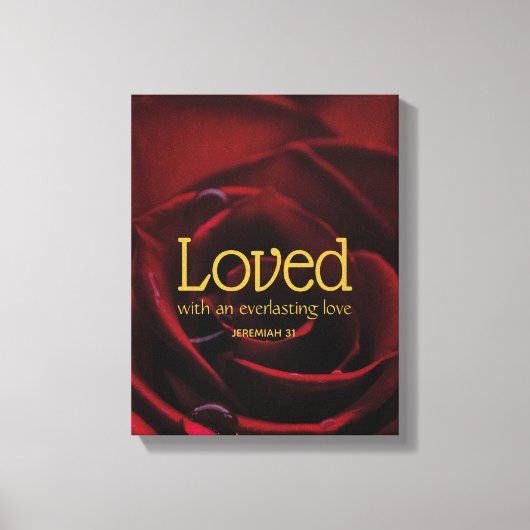 LOVED Christlich Valentine's Rote Rose Leinwanddruck (Vorderseite)