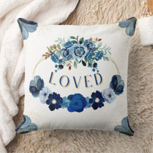 LOVED Eleganation Inspiration Blue Floral Gold Kra Kissen