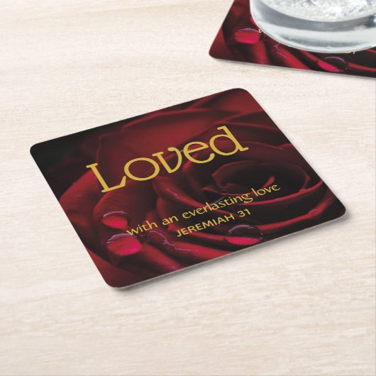 LOVED Everlasting Liebe Rote Rose Custom VALENTINE Rechteckiger Pappuntersetzer (angewinkelt)