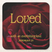 LOVED Everlasting Liebe Rote Rose Custom VALENTINE Rechteckiger Pappuntersetzer (Vorderseite)