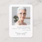 Loved Forever Floral Photo Prayer Card Visitenkarte (Vorderseite)