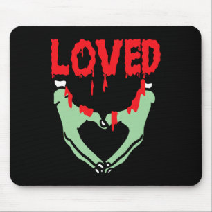 Loved Gothic Spaß Valentine Halloween Bloody Hear Mousepad