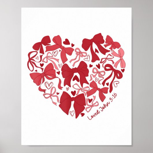 Loved John 3 16 Bow Valentine Christlich Bible Ver Poster (Vorne)