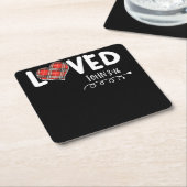 Loved John 3:16 Red Kariert Heart Christlich Rechteckiger Pappuntersetzer (angewinkelt)