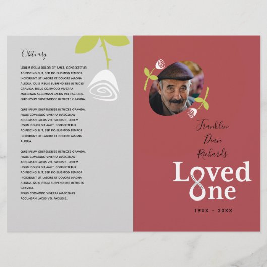 Loved One White Rose Bud Memorial Service Program Flyer (Vorne)