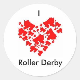 loveDerby, I, Roller Derby Runder Aufkleber