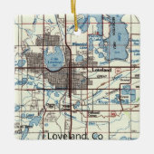Loveland CO Topo Karte Keramikornament (Vorderseite)