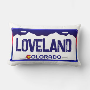 Loveland Colorado Blauer Nummernschild Lendenkissen