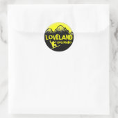 Loveland Colorado Gelbe Snowboardaufkleber Runder Aufkleber (Tasche)