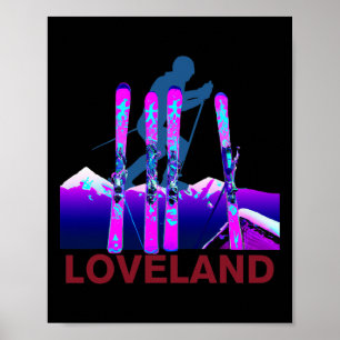 Loveland Skifahren und Snowboarden Retro 90er Love Poster