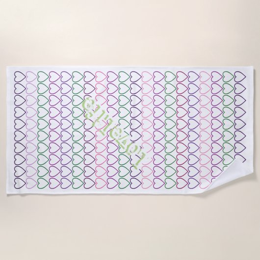 LoveLife Multi Hearts Beach Handtuch (Vorderseite)