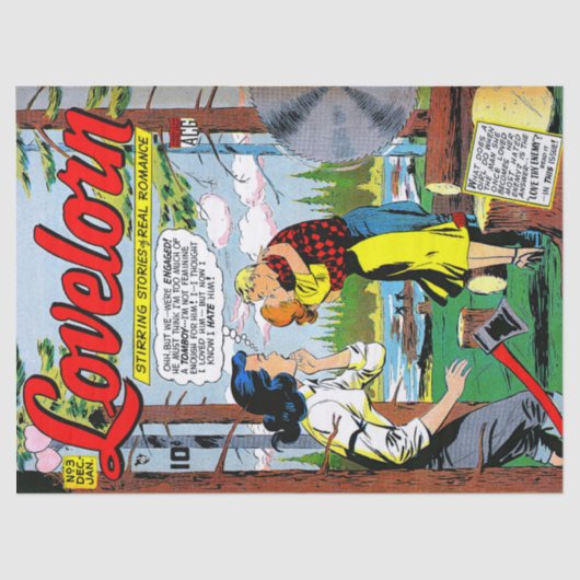 Lovelorn Veryal Romance Vintage Comicen Seidenpapier (Vorderseite)