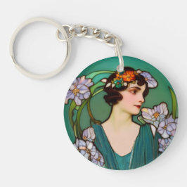 Lovely 1920er Lady in Art Nouveau Style - add text Schlüsselanhänger
