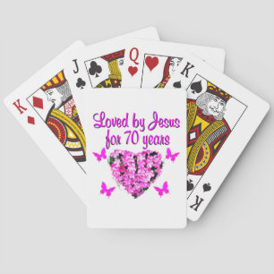 LOVELY 70 TH GEBURTSTAGES PINK FLORAL FOTO DESIGN SPIELKARTEN