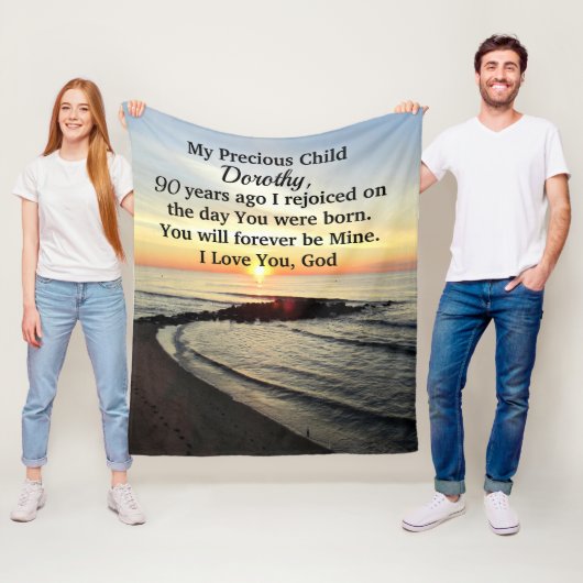 LOVELY 90. BIRTHDAY PERSONALISIERT SUNRISE FLEECEDECKE (Beispiel)