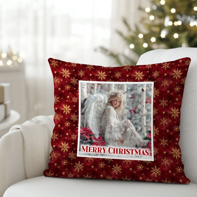 Lovely Angel Red Gold Personalized Custom Christma Kissen (Lovely Angel Red Gold Personalized Custom Christmas Pillow

)