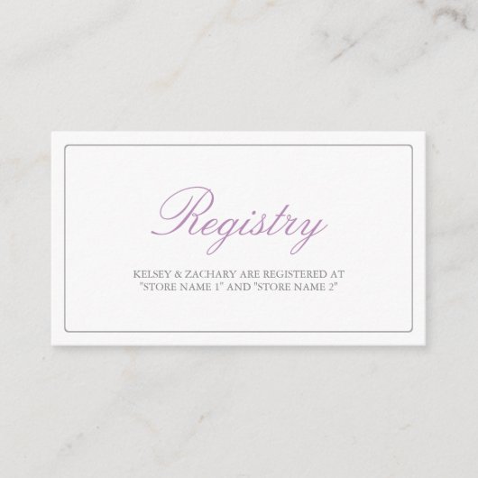 Lovely Arrows Registry Cards / Lilac and Grey Begleitkarte (Vorderseite)