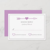 Lovely Arrows Wedding RSVP Card / Lilac and Grey (Vorne/Hinten)