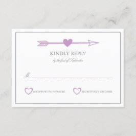 Lovely Arrows Wedding RSVP Card / Lilac and Grey Karte