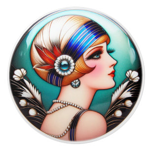Lovely Art Dec Flapper Keramikknauf