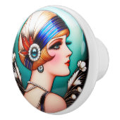 Lovely Art Dec Flapper Keramikknauf (Rechts)