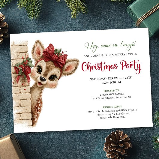 Lovely baby fawn editable Christmas party invite Einladung