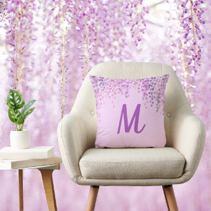 Lovely Bale Lila Abstrakte Wisteria mit Initial Kissen