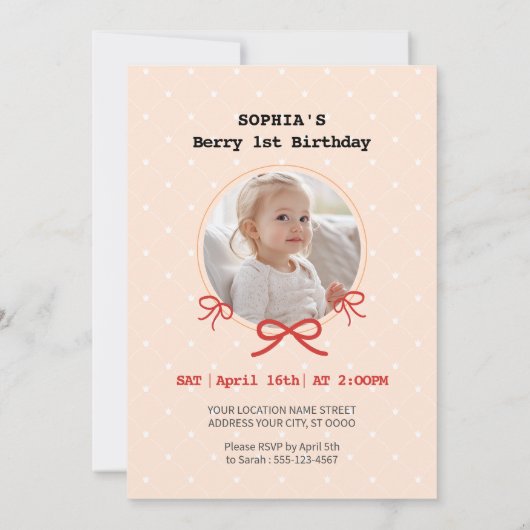 Lovely Berry Birthday Party Einladung (Rückseite)