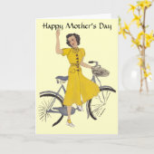 Lovely Bike Lady Karte (Gelbe Blume)