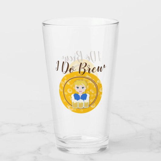 Lovely Blonde Girl Serving Beer Design Glas (Rückseite)