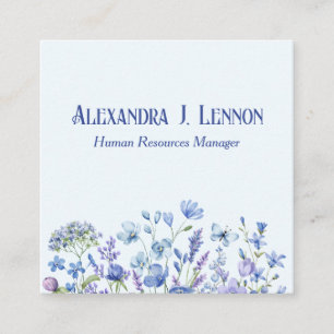 Lovely Blue and Lavender Wildblume Garden Quadratische Visitenkarte