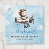 Lovely Blue Brown Teddy Bear Aviator Boy Shower Geschenkanhänger (Vorderseite)