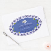 Lovely Blue Product Package Labels Niedliche Rose Ovaler Aufkleber (Umschlag)