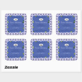 Lovely Blue Product Package Labels Niedliche Rose Quadratischer Aufkleber (Blatt)
