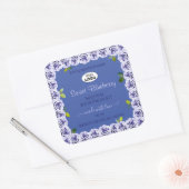 Lovely Blue Product Package Labels Niedliche Rose Quadratischer Aufkleber (Umschlag)
