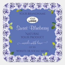 Lovely Blue Product Package Labels Niedliche Rose  Quadratischer Aufkleber