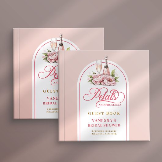 Lovely blush and gold petals prosecco guest book gästebuch