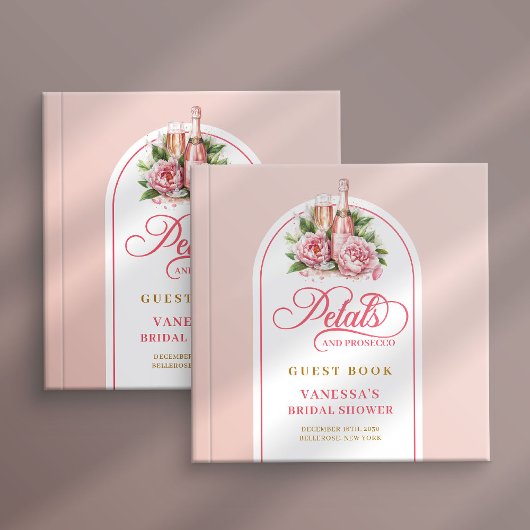 Lovely blush and gold petals prosecco guest book gästebuch