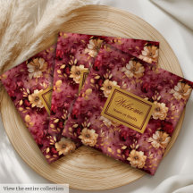 Lovely Blush Burgundy Gold Custom Tuch Napkin Set