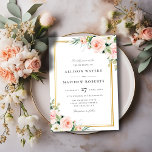 lovely blush pink floral frame wedding invitation einladung<br><div class="desc">A lovely set of colorful watercolor flowers and gold frame with black text in the middle. The text color and other features of this template can be customized to your choice by clicking the customize link.</div>