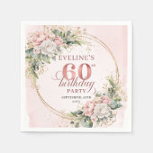 Lovely Boho Blush Pink Floral 60th Birthday Napkin Serviette (Vorderseite)