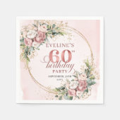 Lovely Boho Rose Gold Floral 60th Birthday Napkins Serviette (Vorderseite)