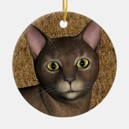 Lovely Brown Cat Keramik Ornament (Vorne)