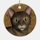Lovely Brown Cat Keramik Ornament (Hinten)
