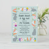 Lovely Bunnies Carrots Easter Brunch & Egg Hunt Einladung (Stehend Vorderseite)